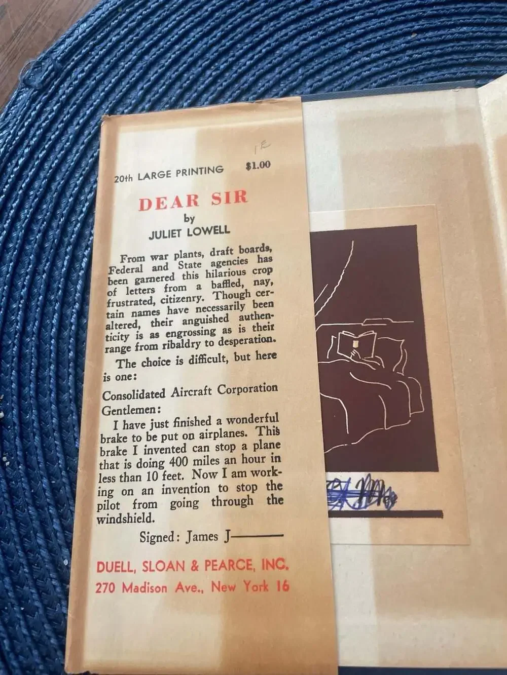 Dear Sir by Juliet Lowell 1944 Vintage 20th Printing Hardcover Book